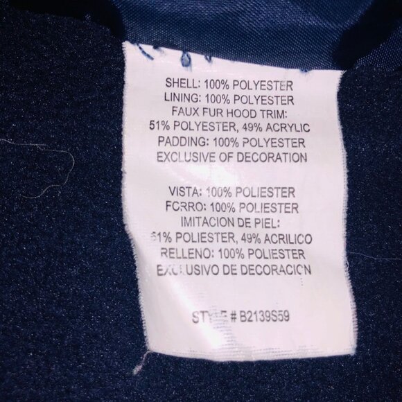 OshKosh B'Gosh Girls 6X Coat Navy Blue Multicolored Polka Dots Puffer Winter - Picture 9 of 9